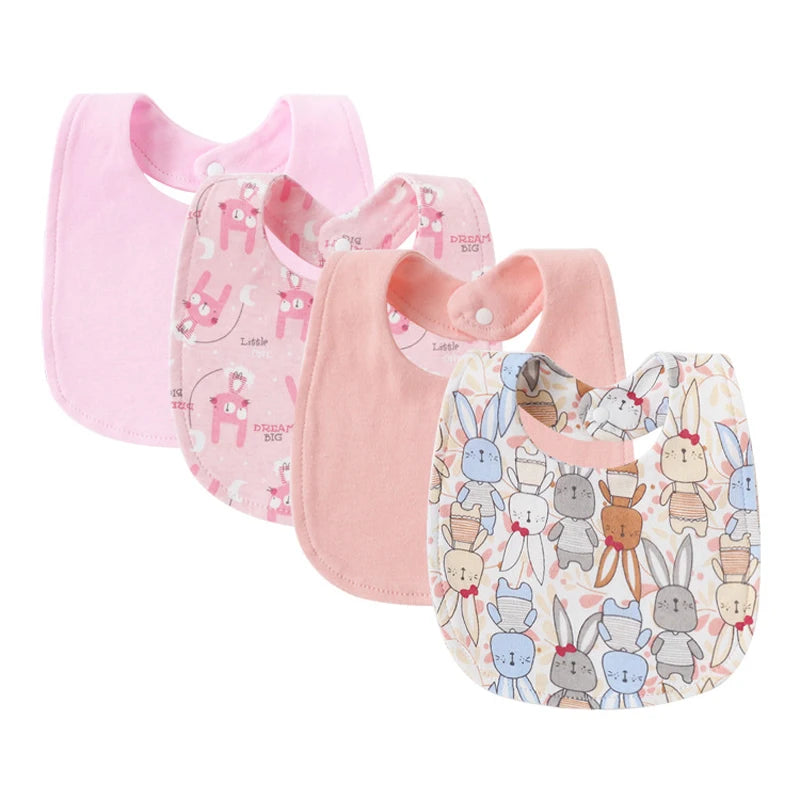 SnuggleBibs™ - Ensemble de 4 Bavoirs en Coton pour Bébé - Protection Douce et Absorbante pour Nouveau-nés - Bébé Ange