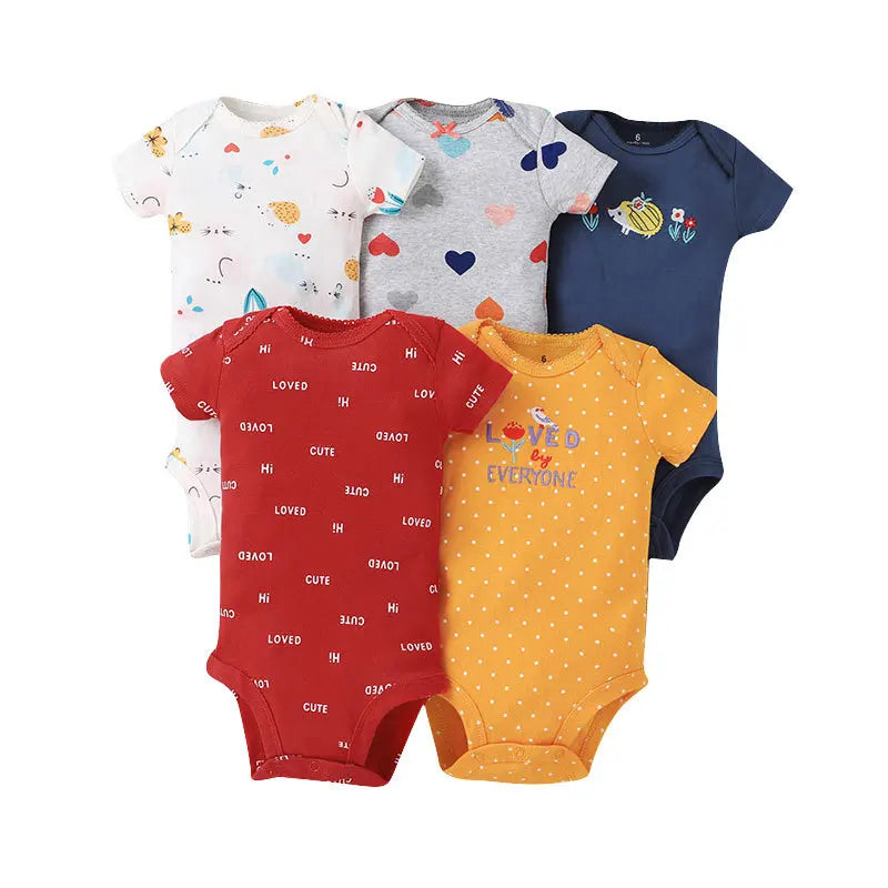 BabySoft - Lot de 5 Bodies en Coton à Manches Courtes (0 à 24 Mois)