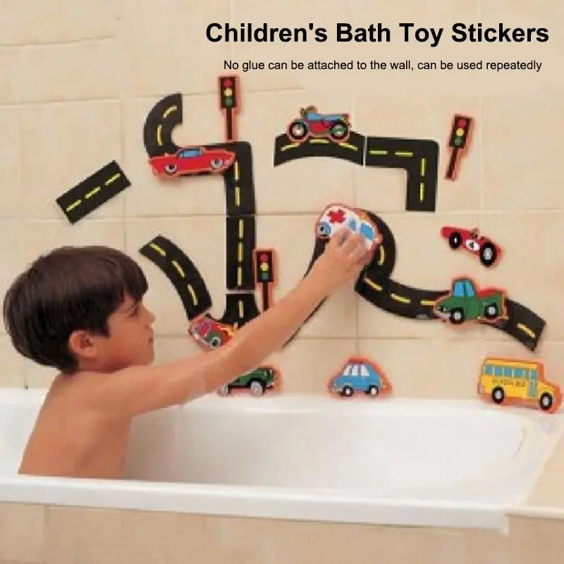 SplashCity™ - Puzzle de Circuit de Voitures Collant pour Bain (23 Pièces) - Bébé Ange