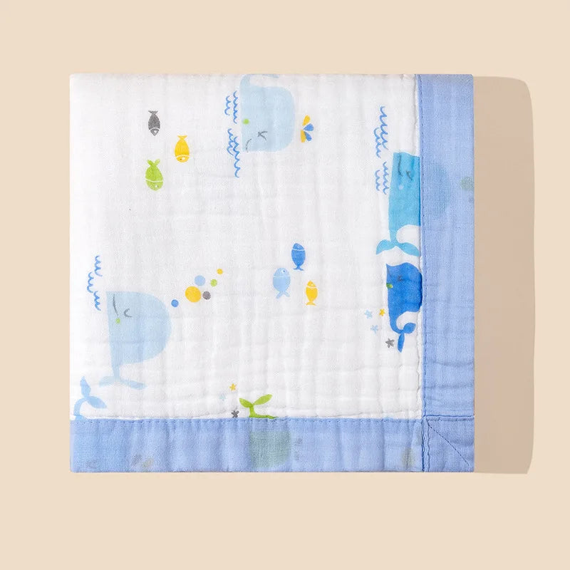 CuddleNest™ - Couverture en Gaze de Coton à 6 Couches pour Bébé, Respirante et Douce - Bébé Ange