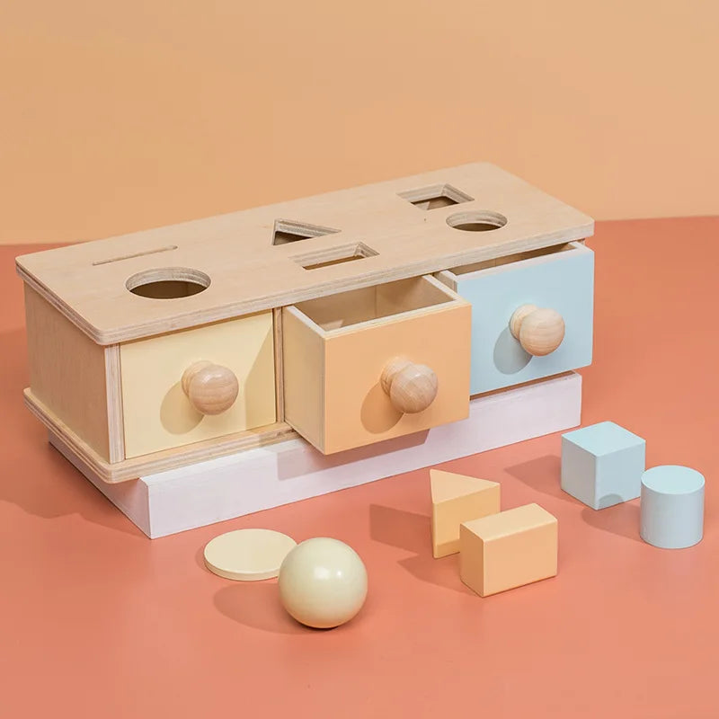 SensoriKid™ - Boîte Ronde et Rectangulaire avec Tambour Tournant Macaron pour Bébé - Bébé Ange