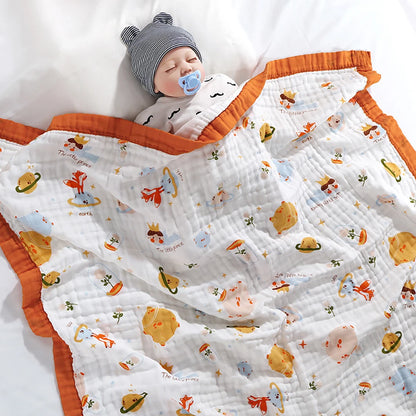 CuddleNest™ - Couverture en Gaze de Coton à 6 Couches pour Bébé, Respirante et Douce - Bébé Ange