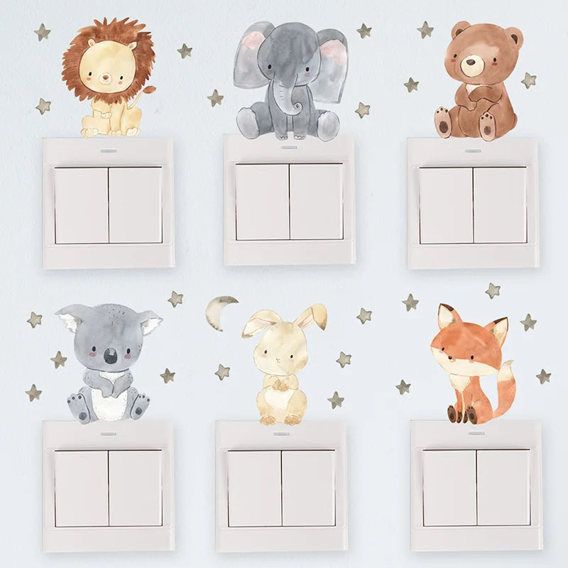 JungleMagique – Stickers Muraux Animaux Africains (Éléphant, Girafe, Ours, Renard) – Décoration pour Chambre d'Enfant, Lot de 2 - Bébé Ange