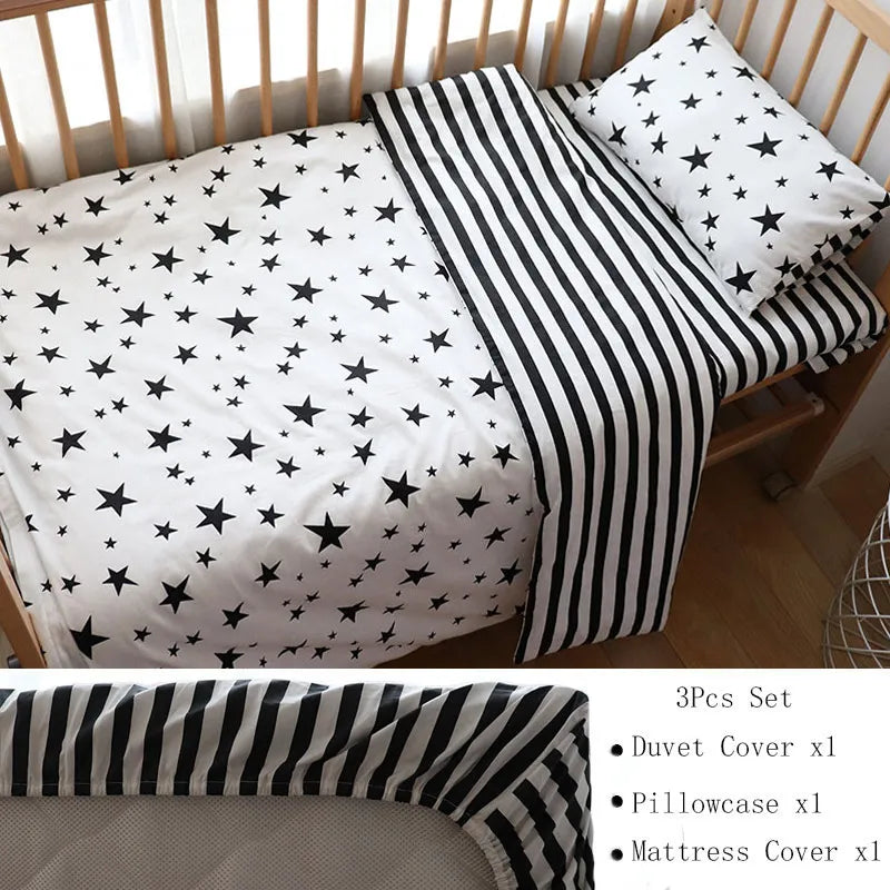 BabyNest™ - Parure de Lit en Coton pour Nouveau-né à Motif Étoile (3 Pièces) - Bébé Ange