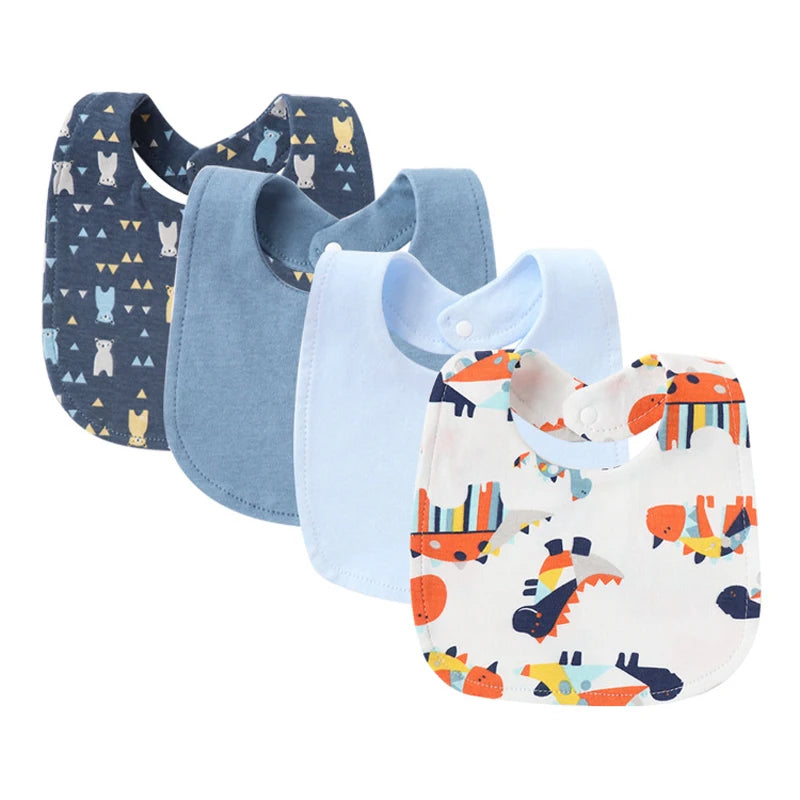 SnuggleBibs™ - Ensemble de 4 Bavoirs en Coton pour Bébé - Protection Douce et Absorbante pour Nouveau-nés - Bébé Ange