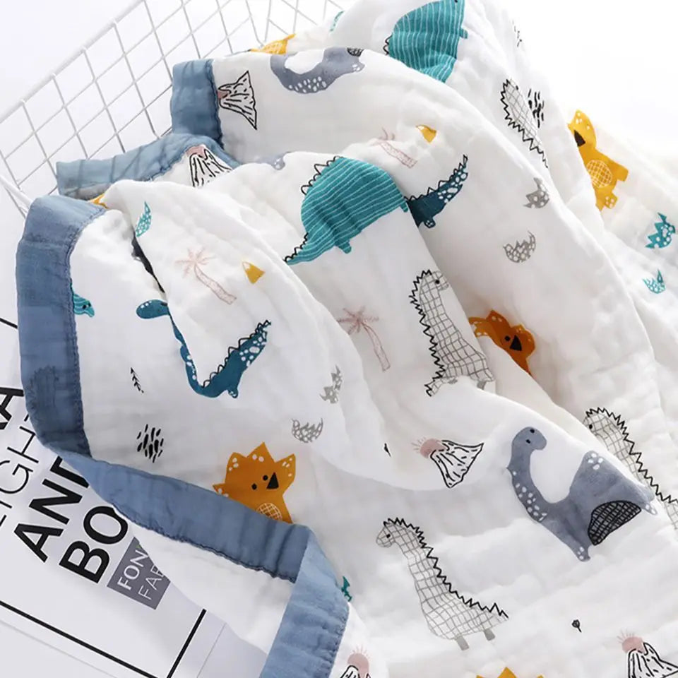 CuddleNest™ - Couverture en Gaze de Coton à 6 Couches pour Bébé, Respirante et Douce - Bébé Ange