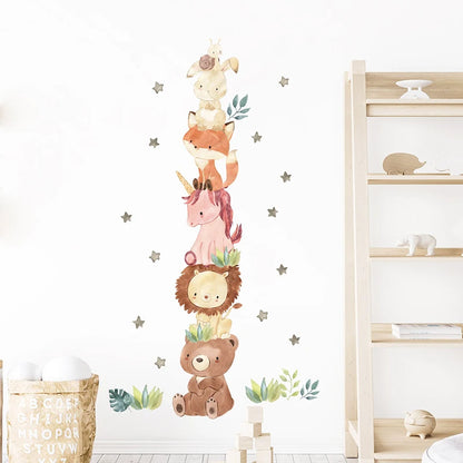 JungleMagique – Stickers Muraux Animaux Africains (Éléphant, Girafe, Ours, Renard) – Décoration pour Chambre d'Enfant, Lot de 2 - Bébé Ange