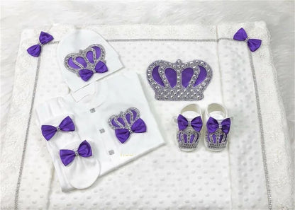 RoyalBaby™ - Ensemble Hôpital de Sortie Naissance Bling 5 Pièces Princesse/Prince - Bébé Ange