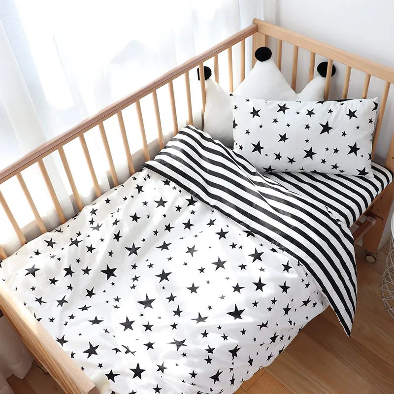 BabyNest™ - Parure de Lit en Coton pour Nouveau-né à Motif Étoile (3 Pièces) - Bébé Ange