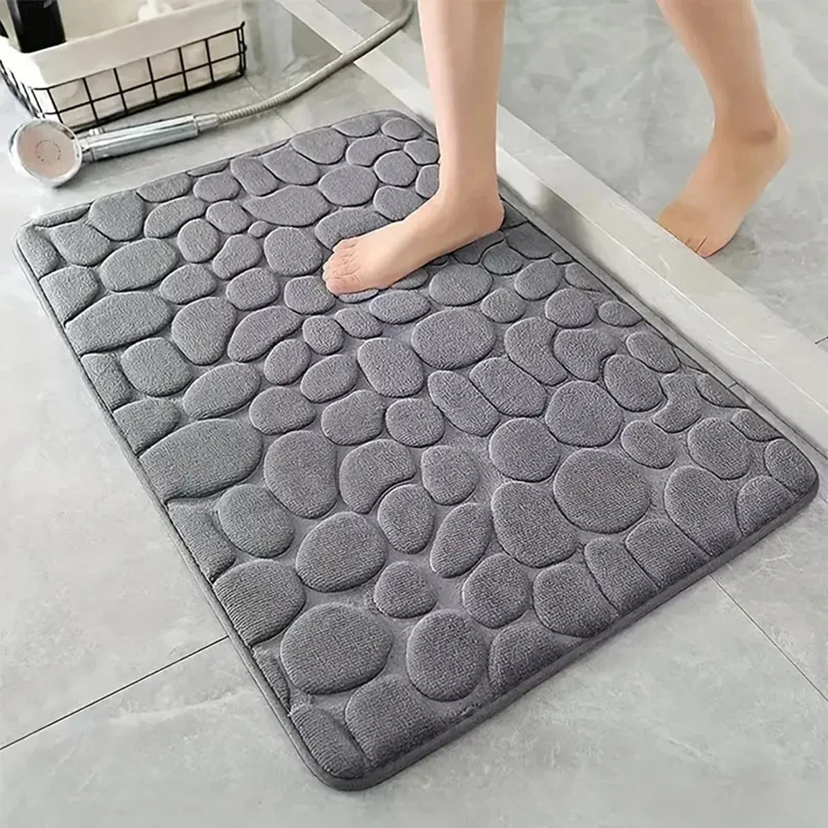 StoneSoft™ - Tapis de Bain Antidérapant 3D Effet Galet à Séchage Rapide - Bébé Ange