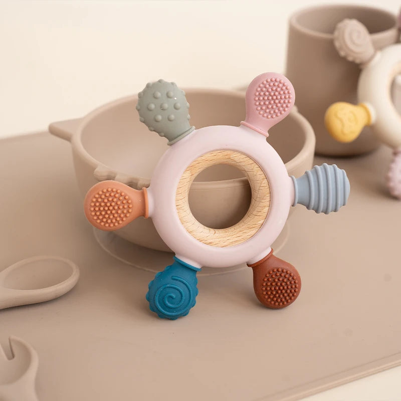 BabyRudder™ - Anneau de Dentition en Silicone et Bois Sans BPA - Bébé Ange