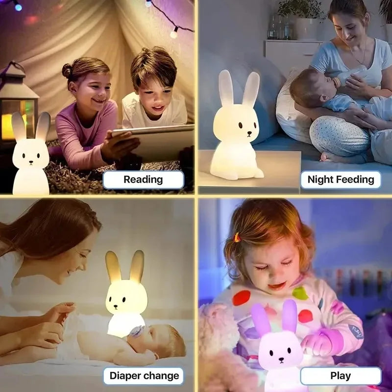 LumiRabbit™ - Lampe LED en Silicone Tactile pour Enfants - Bébé Ange