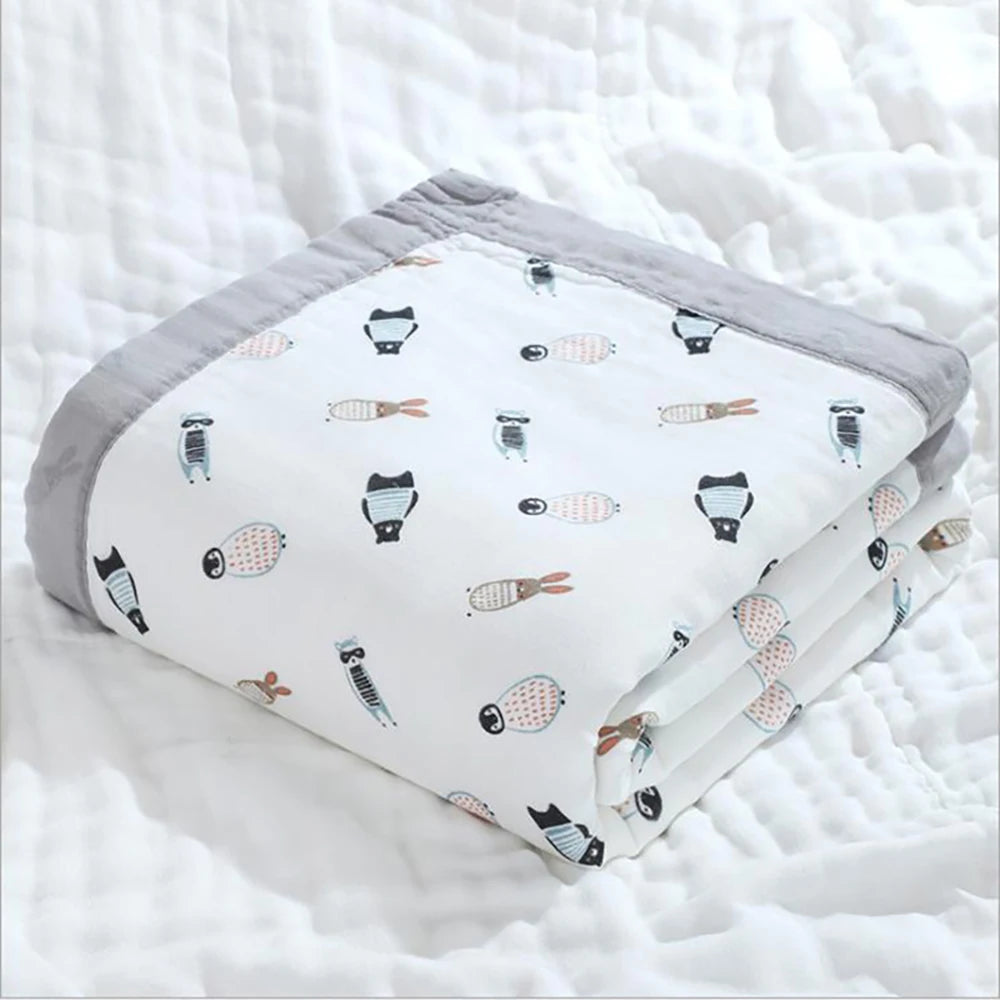 CuddleNest™ - Couverture en Gaze de Coton à 6 Couches pour Bébé, Respirante et Douce - Bébé Ange