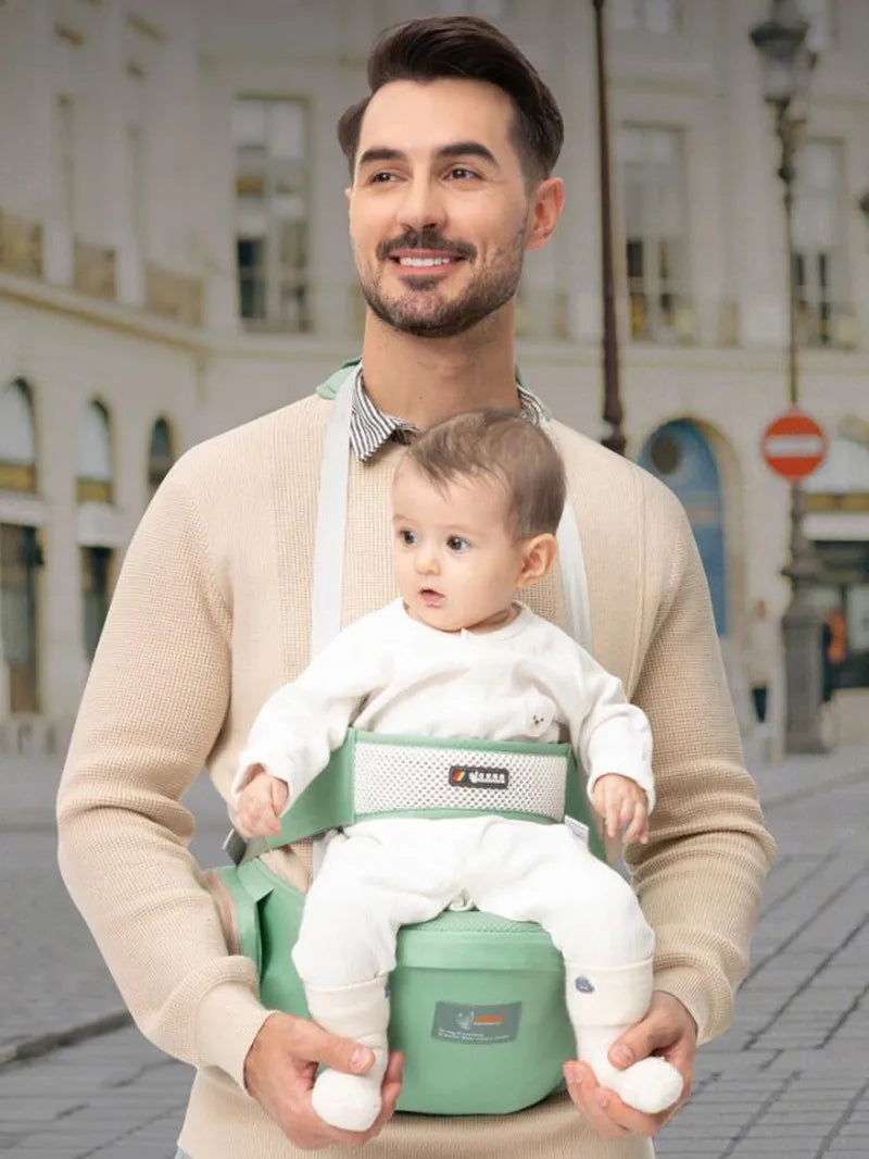 BabyHug Pro - Porte-Bébé Ergonomique avec Siège de Hanche et Coussin Confortable - Bébé Ange