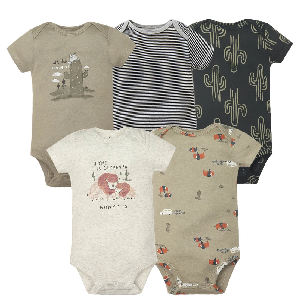 BabySoft - Lot de 5 Bodies en Coton à Manches Courtes (0 à 24 Mois)