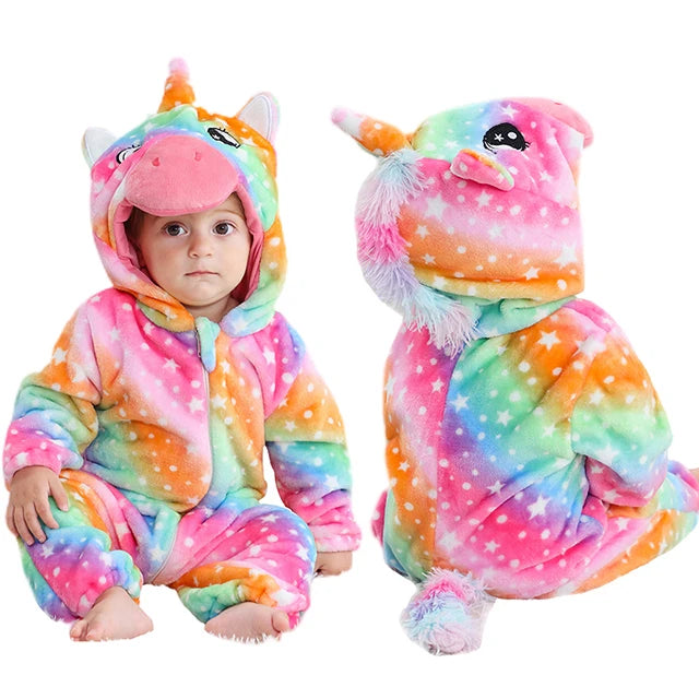 FluffyZoo - Barboteuse d'Hiver à Capuche pour Bébé avec Motifs Animaux (0-3 Ans) - Bébé Ange