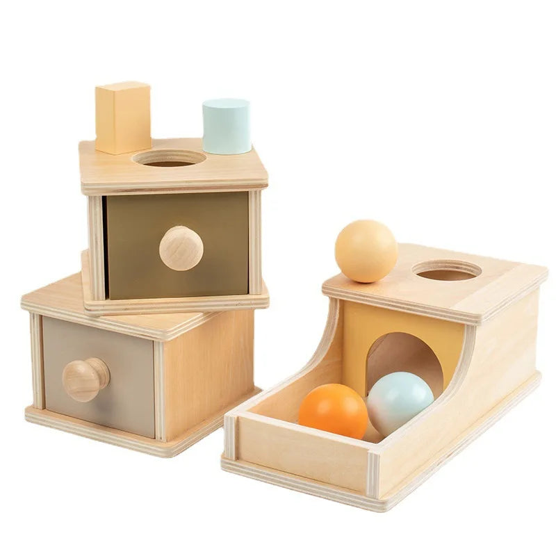 SensoriKid™ - Boîte Ronde et Rectangulaire avec Tambour Tournant Macaron pour Bébé - Bébé Ange