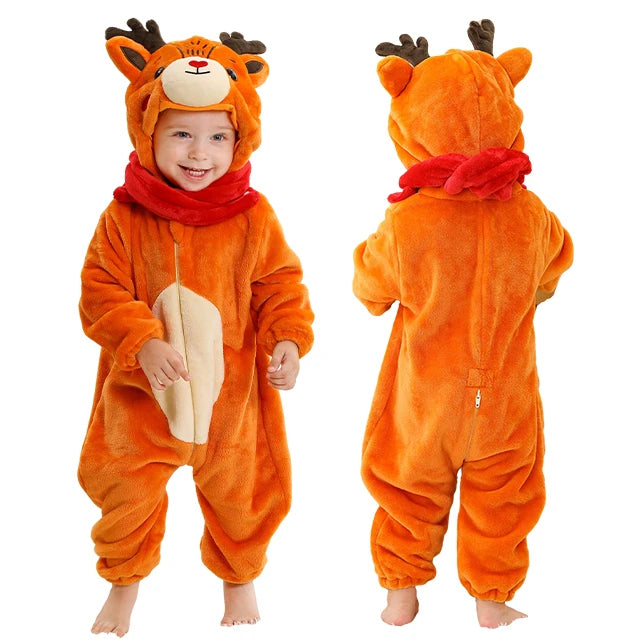 FluffyZoo - Barboteuse d'Hiver à Capuche pour Bébé avec Motifs Animaux (0-3 Ans) - Bébé Ange