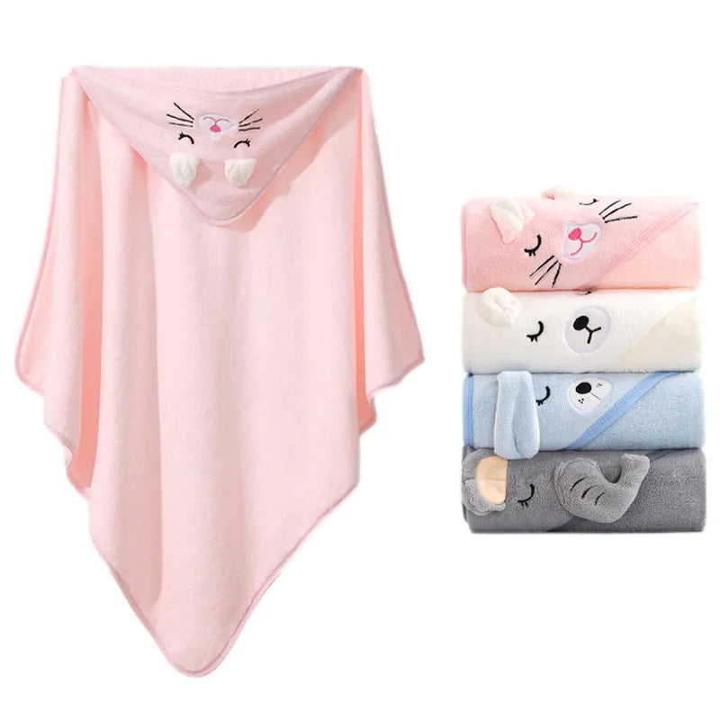 SoftSnuggle™ - Serviette de Bain Bébé à Capuche en Polaire Corail - Bébé Ange