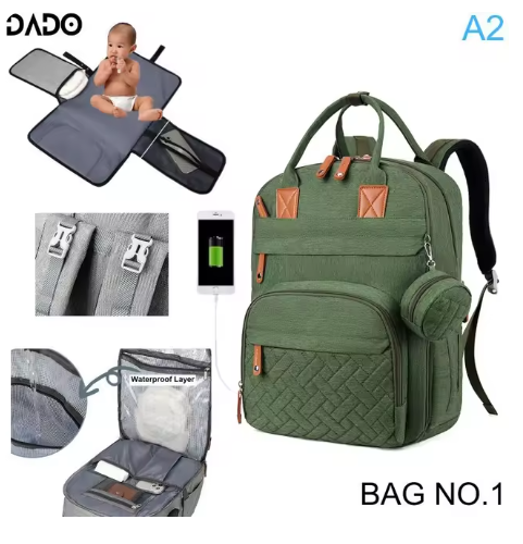 BabyTote - Sac à Dos à Langer Multifonction Imperméable avec Matelas à Langer et Sangles de Poussette - Bébé Ange