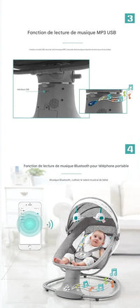 DodoZen™-Balancelle Bébé Motorisée 5 Vitesses avec Bluetooth Balancelle électrique pour bébé Bébé Ange 