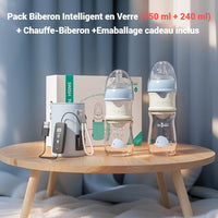 Dr.Green™ – Kit Biberon en Verre avec Chauffe-Biberon et Mélangeur Intégré - Bébé Ange