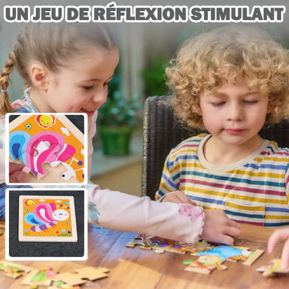 Puzzles en Bois Jouets Montessori Lot de 6 Puzzles