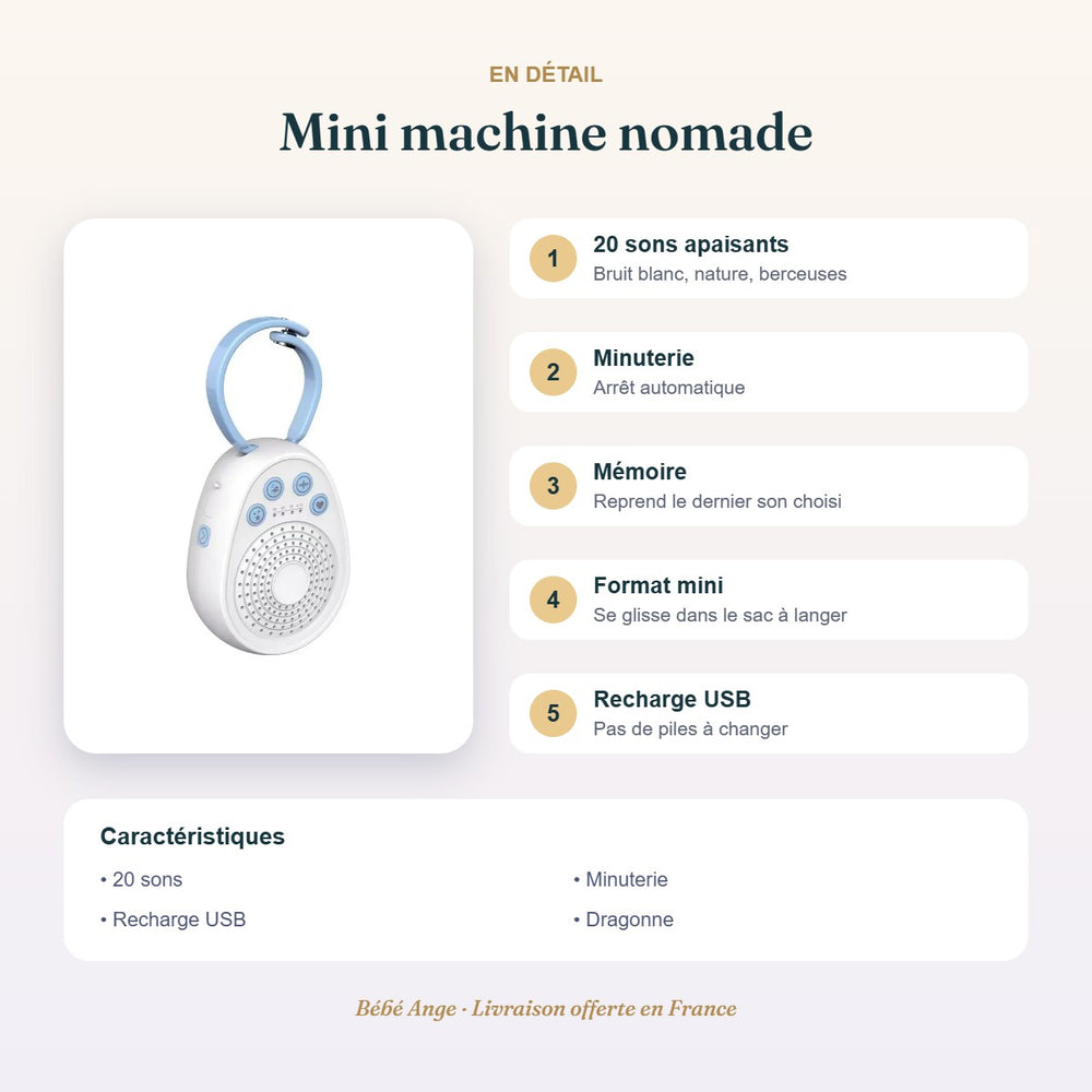 Mini machine à bruit blanc nomade : fonctions et caractéristiques