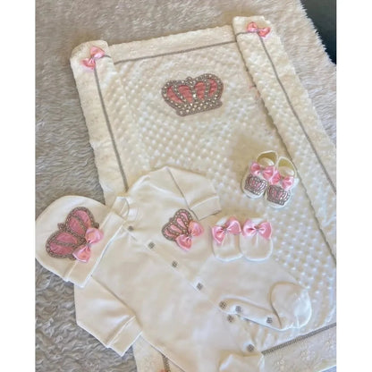 RoyalBaby™ - Ensemble Hôpital de Sortie Naissance Bling 5 Pièces Princesse/Prince - Bébé Ange