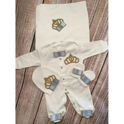 RoyalBaby™ - Ensemble Hôpital de Sortie Naissance Bling 5 Pièces Princesse/Prince - Bébé Ange