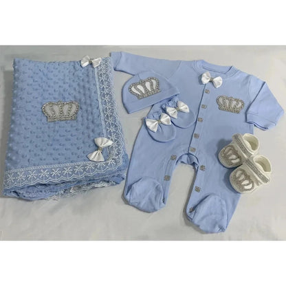 RoyalBaby™ - Ensemble Hôpital de Sortie Naissance Bling 5 Pièces Princesse/Prince - Bébé Ange