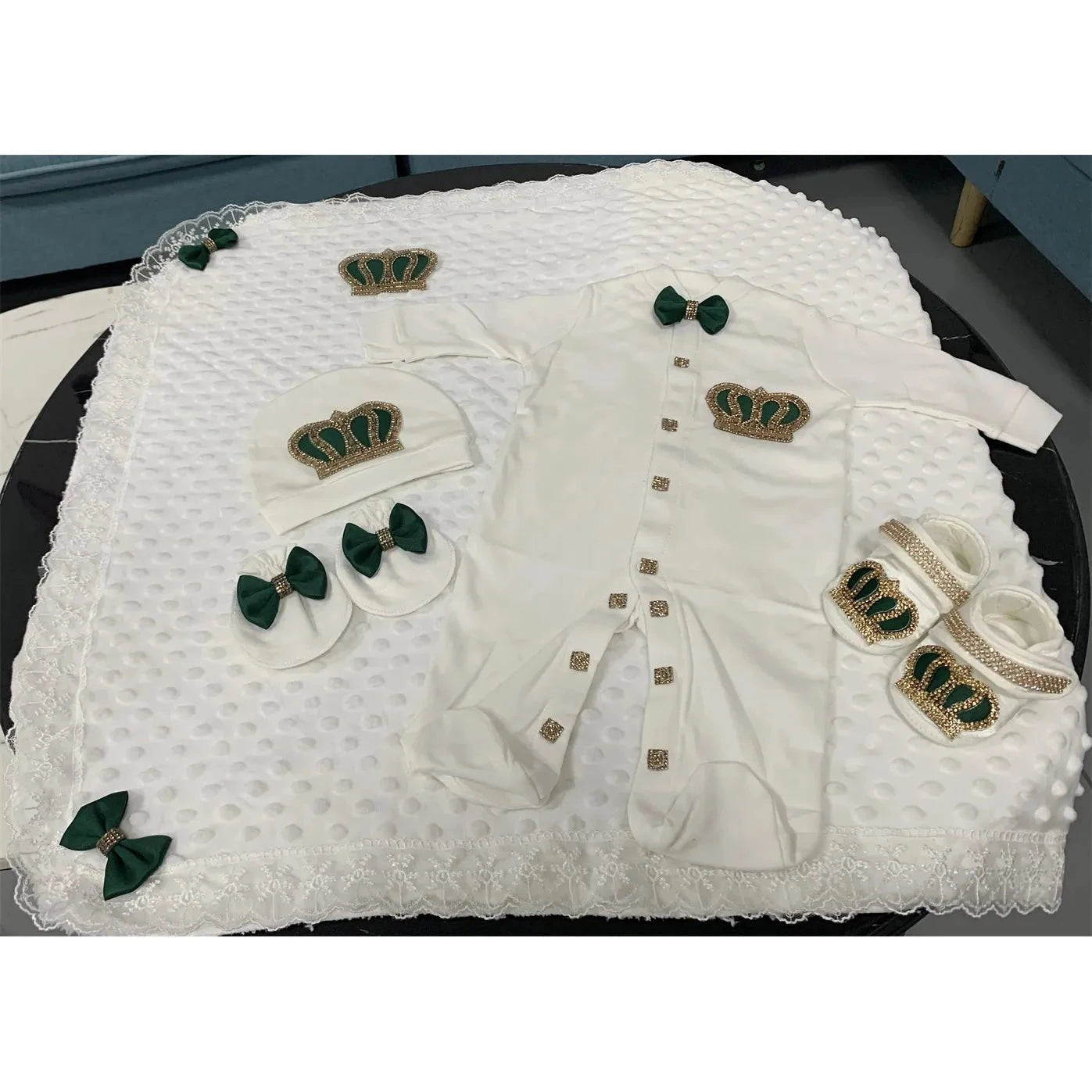 RoyalBaby™ - Ensemble Hôpital de Sortie Naissance Bling 5 Pièces Princesse/Prince - Bébé Ange
