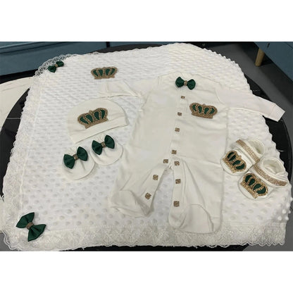 RoyalBaby™ - Ensemble Hôpital de Sortie Naissance Bling 5 Pièces Princesse/Prince - Bébé Ange