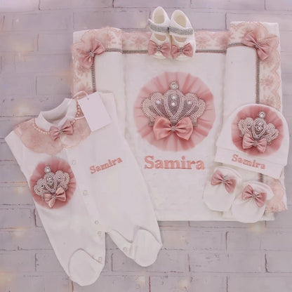 RoyalBaby™ - Ensemble Hôpital de Sortie Naissance Bling 5 Pièces Princesse/Prince - Bébé Ange