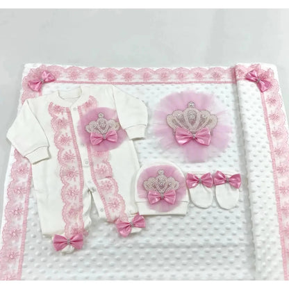 RoyalBaby™ - Ensemble Hôpital de Sortie Naissance Bling 5 Pièces Princesse/Prince - Bébé Ange