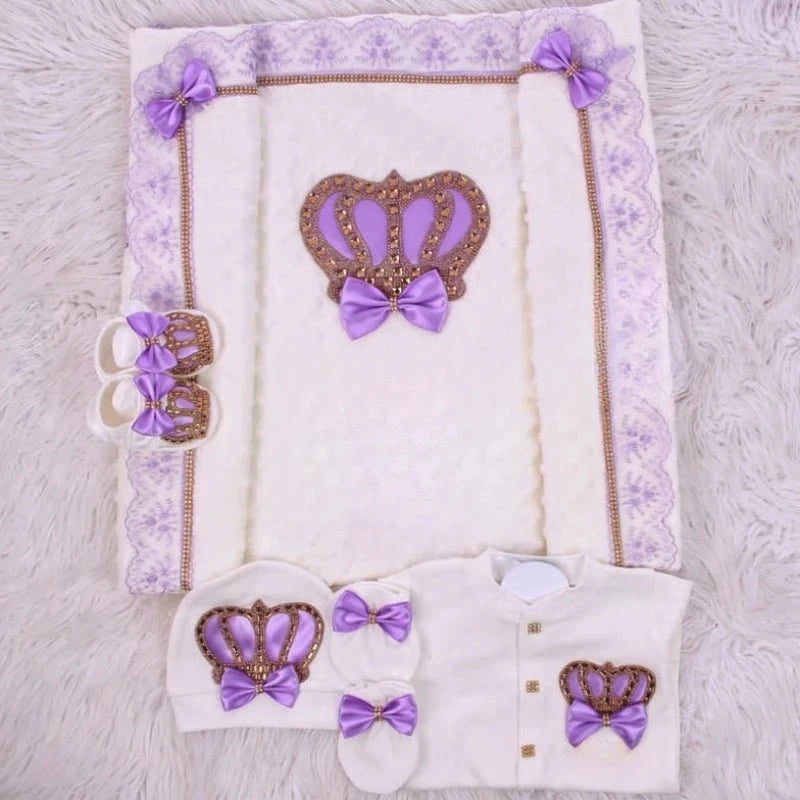 RoyalBaby™ - Ensemble Hôpital de Sortie Naissance Bling 5 Pièces Princesse/Prince - Bébé Ange