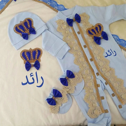 RoyalBaby™ - Ensemble Hôpital de Sortie Naissance Bling 5 Pièces Princesse/Prince - Bébé Ange