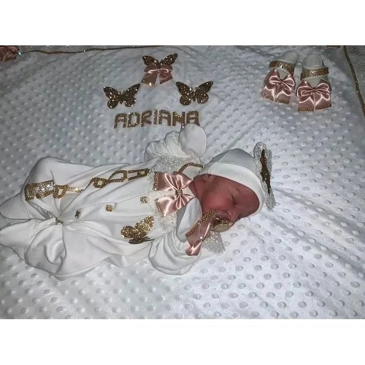 RoyalBaby™ - Ensemble Hôpital de Sortie Naissance Bling 5 Pièces Princesse/Prince - Bébé Ange