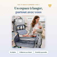 Sac à dos à langer 2 en 1 Bébé Ange avec espace à langer dépliable