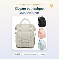 Sac à dos à langer Élégance Bébé Ange avec port USB