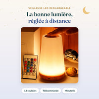 Veilleuse LED rechargeable 13 couleurs Bébé Ange avec télécommande