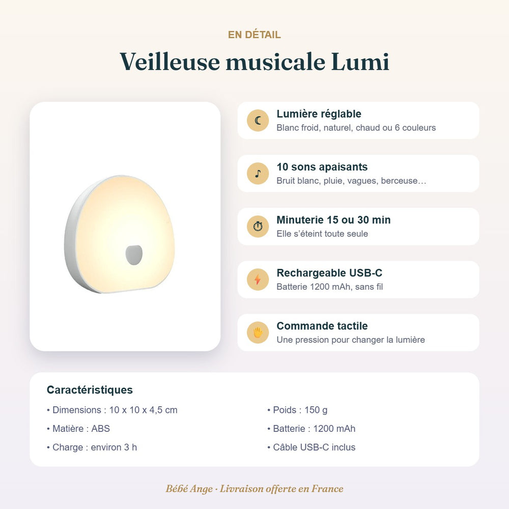 Veilleuse musicale Lumi : fonctions et caractéristiques