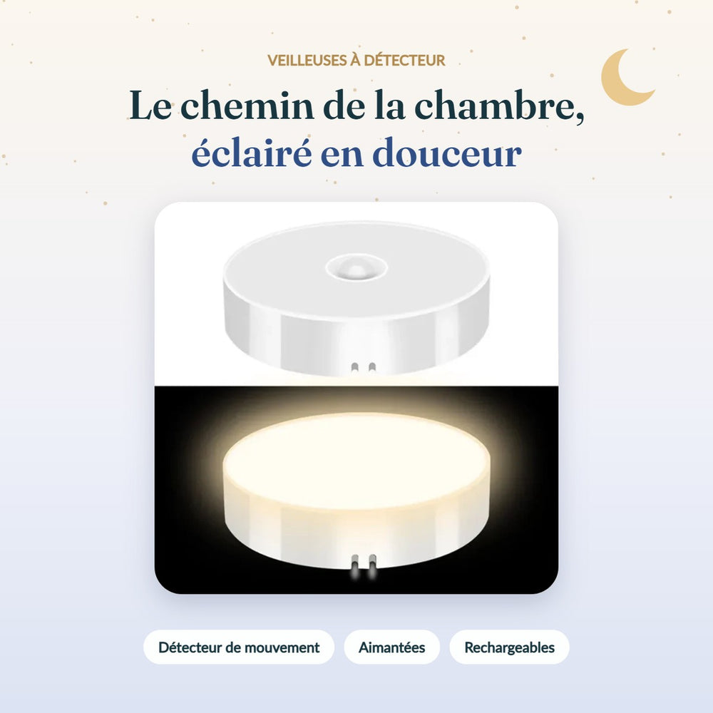 Veilleuses à détecteur de mouvement Bébé Ange, aimantées et rechargeables